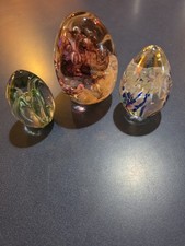 Vintage Glass Eggs. Three Sizes 3 Pieces Made In USA See Photos picture