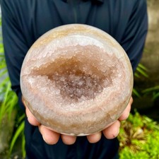 2.57LB Natural Open Smile Agate Sphere Purple Crystal Geode Healing Wealth Colle picture