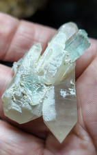 Rare Vanadium  Beryl on and in Quartz DOUBLE TERMINATED CLUSTER Nasawawa Nigeria picture