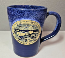 Deneen Pottery Pearl Harbor USS Arizona WWII VALOR Mug Blue Handmade USA 16oz picture
