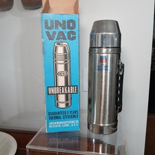 Vintage Uno-Vac Unbreakable Stainless Steel Vacuum Bottle Thermos 1QT 1983 UPRR picture