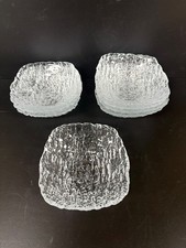 Set 8 MCM Mid Century Iittala or Pukeberg (?) Ice Crystal Square Glass Bowls Sm. picture