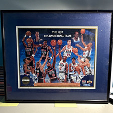 Magic Johnson autographed 8x10, Upper deck, custom frame, 1992 USA Basketball picture