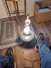 VINTAGE ART DECO-STYLE METAL OR PEWTER TABLE LAMP picture