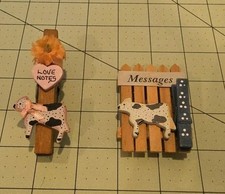 Vintage Handmade Cow 2 Piece Refrigerator Magnets Country Charm Box M picture