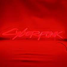Cyberpunk Red Neon Sign Wall Light, Plastic Acrylic Style, 12V LED picture