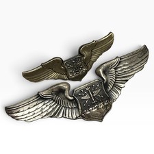 Set 2 1970s Era USAF Navigator CSO Badge Wings Sterling Silver 2