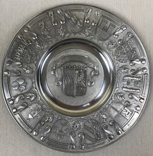 Vintage Mittelfranken Nürnberg, Hand Cast A&G Zinn Pewter Wall Hanging Plate picture