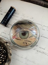 Vintage Glass Dome Paperweight Magnifying Glass 3.25