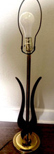 VTG Mid Century Modern Sculptural Walnut Brass Table Lamp Adrian Pearsall Style picture