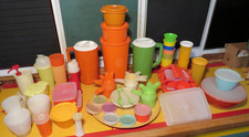 Vintage HUGE Tupperware Lot Canisters, Trays, Pitchers, Measuring Cups, Shakers picture
