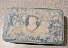 Incolay Stone Hinged Cameo Blue Soapstone Trinket or Jewelry Box picture