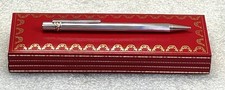 Must de Cartier Trinity ~ Godron Pattern ~ Silver Plated Ballpoint Pen W/ Box picture
