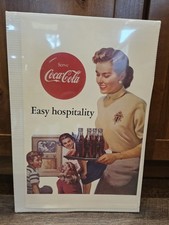 Vintage 1950s Coca-Cola Easy Hospitality Sign Retro TV Mid Century Soda Poster picture