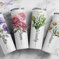 Personalized Birth Flower Tumbler, Custom Name Cup picture