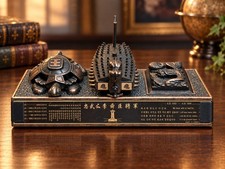 Vintage Korean Admiral Yi Turtle Ship Dragon Smoking Set Ashtray Lighter Box picture