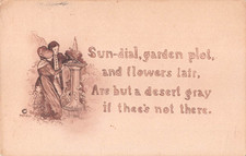 Romantic Old Sepia-Toned PC of Quaker Lovers Standing by a Sundial picture