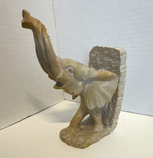 Vintage Kenyan Hand Carved Stone Elephant Bookend Kisii Soapstone African Art picture