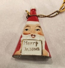 Vintage Ardalt Christmas Ceramic Bell Ornament Santa Claus Japan 2
