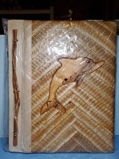 Vtg Handcrafted Hawaiian Leaf Bamboo Photo Scrap Book with Dolphin - BRAND NEW picture