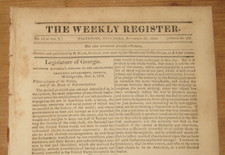 1813 Baltimore Newspaper, War 1812, Maj. Gen. Andrew Jackson, Commodore Rodgers picture