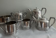 Antique Gorham Silver Soldered Hotel Railroad 6pc Coffee/Tea Set 1881-1882 #0720 picture