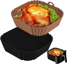 2 PCS Square Silicone Air Fryer Liners - 8 Inch Reusable Air Fryer Pot - Air Fry picture