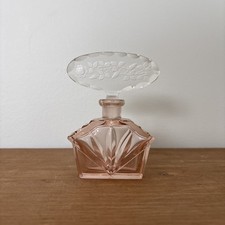Vintage Art Deco Morlee Czech Pink Crystal Perfume Bottle Tall Stopper As Is picture