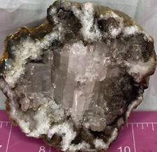 Square Awesome SELENITE GYPSYM Quartz Calcite Faceted Geode RARE Smokey Black picture