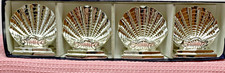 VintageJapan Set of 4 Tarnish-Resistant Silver Tone Seashell Place Card Holders picture