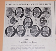 VINTAGE 1920s WOMEN'S FLAPPER HAT POSTER/ORDER FORM FRAMED 15x21 PICS & PRICES picture