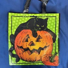 VTG Patty Reed Insta Totes Halloween 2007 Happy Sack BLACK CAT & PUMPKIN Bag picture