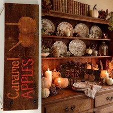 Antique 1880 Vintage Farm Barnwood PRIMITIVE WOOD SIGN Fall Caramel Apples Decor picture