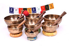 Tibetan Singing Bowl set of 7 - Chakra Balancing yoga Bowls - Seven Chakra Set picture