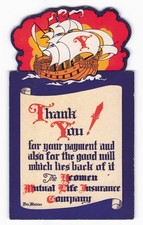 VTG Yeomen Mutual Life Insurance Company Die Cut Ship Card Des Moines 1910s-20s picture