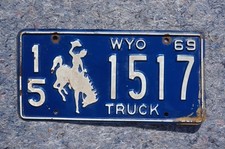 1969 Wyoming Cowboy Truck License Plate picture