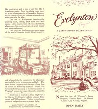 Evelynton A James River Plantation VA Vintage Travel Leaflet TL9 picture