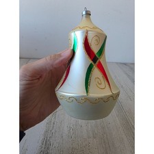 Vintage large glass Bell gold ornament Xmas tree picture