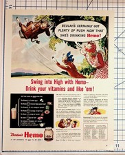 Vintage Borden's Hemo Ad Cartoon Cows Beulah Vitamin Drink Ephemera picture