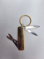 Colibri Happy Birthday Poppy Etched Double Knife Scissors Key Chain Vintage picture