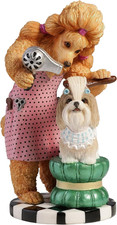 5 1/8 Inch Poodle Hairdresser Grooming a Shih Tzu Hand Painted Polystone Animal picture