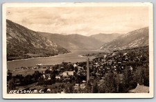Nelson BC British Columbia Canada Birds Eye View of Town Bent Card RPPC Postcard picture