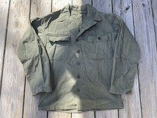 Vintage 1940s 1950s US Army M-1947 HBT Herringbone Twill Utility Fatigue Shirt picture