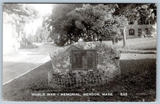 1940-50's RPPC WWI MEMORIAL MENDON MASSACHUSETTS REAL PHOTO POSTCARD picture