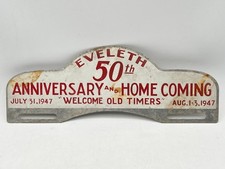 Vintage 1947 Eveleth, Minnesota 50th Anniversary Homecoming License Plate Topper picture