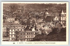 Postcard Dieppe France General View of St. Remy  and St. Jacques Churches picture