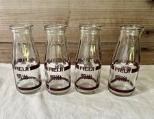 Four Vintage Meiji Japan 180 ml Glass Milk Bottles picture