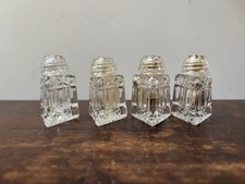 West Germany Crystal Triangle Shaped Salt & Pepper Shakers 2 Sets picture