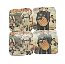 VTG Norman Rockwell Chicago Cubs Baseball Coasters Set of 4 1944 Art picture