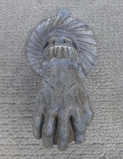 Grandin Road Halloween Haunted Hand Door Knocker Grey Resin picture
